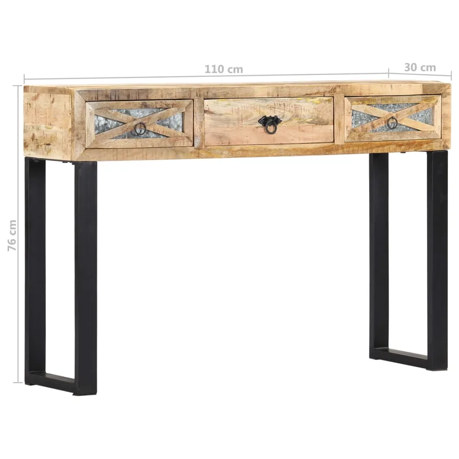 Table console 110 x 30 x 76 cm Bois de manguier massif - 9