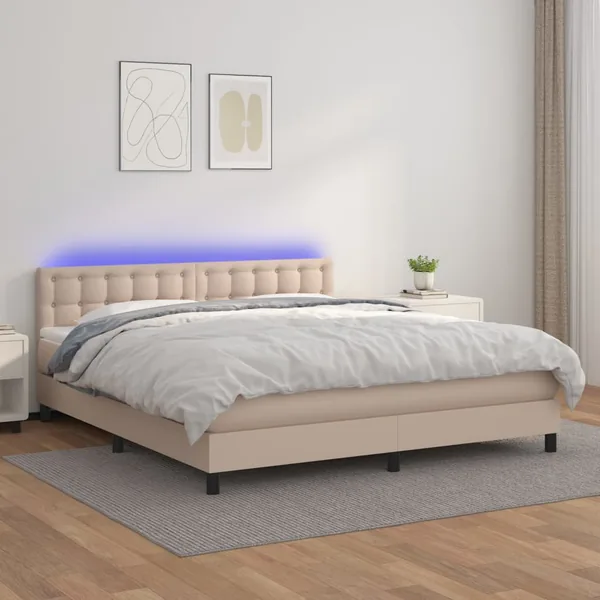 Sommier à lattes de lit avec matelas LED Cappuccino 160x200 cm
