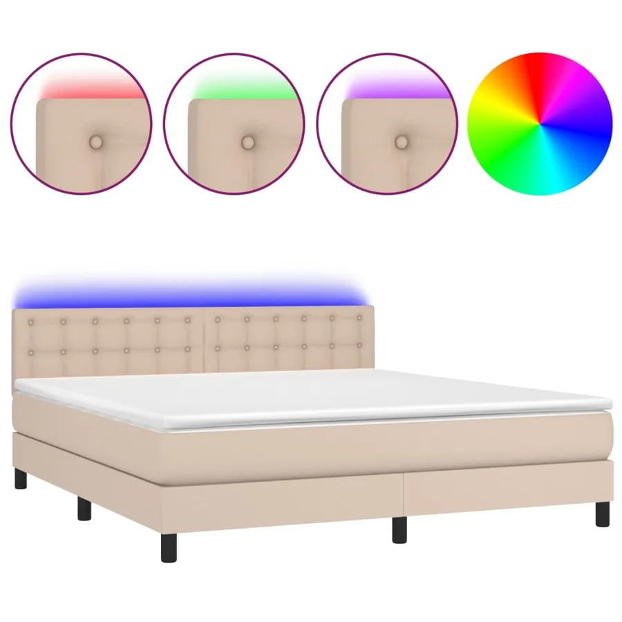 Sommier à lattes de lit avec matelas LED Cappuccino 160x200 cm - 2