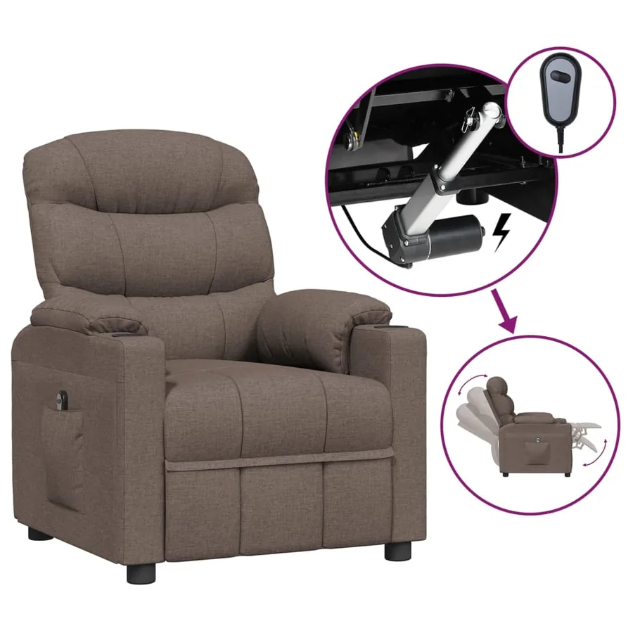 Fauteuil inclinable électrique Taupe Tissu - 2