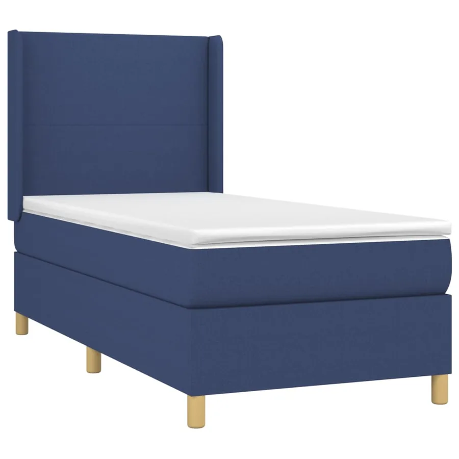 Sommier à lattes de lit avec matelas Bleu 100x200 cm Tissu - 3