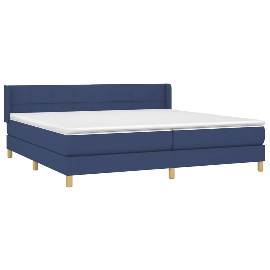 Sommier à lattes de lit avec matelas Bleu 200x200 cm Tissu - 3