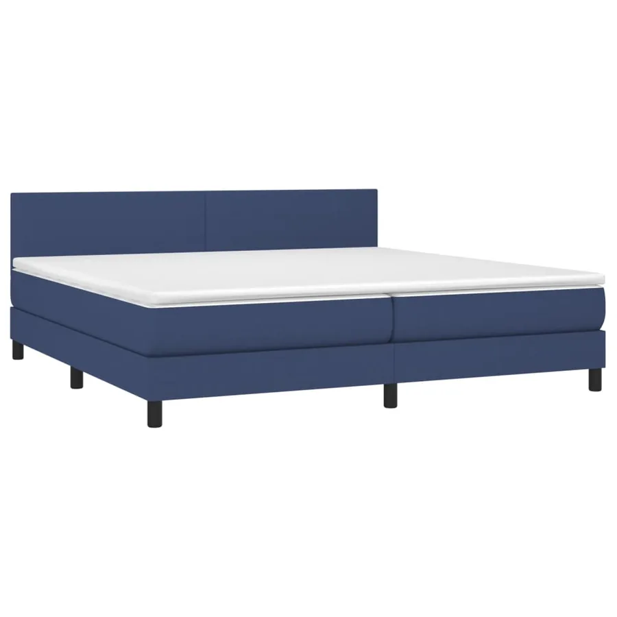 Sommier à lattes de lit et matelas et LED Bleu 200x200 cm Tissu - 3