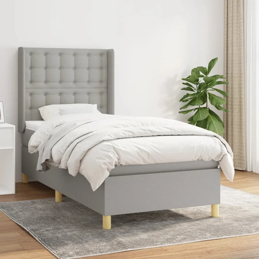 Sommier à lattes de lit avec matelas Gris clair 80x200 cm Tissu