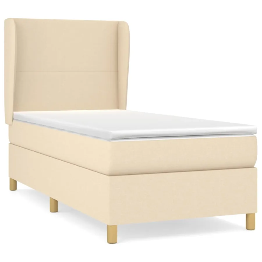 Sommier à lattes de lit avec matelas Crème 90x200 cm Tissu - 2