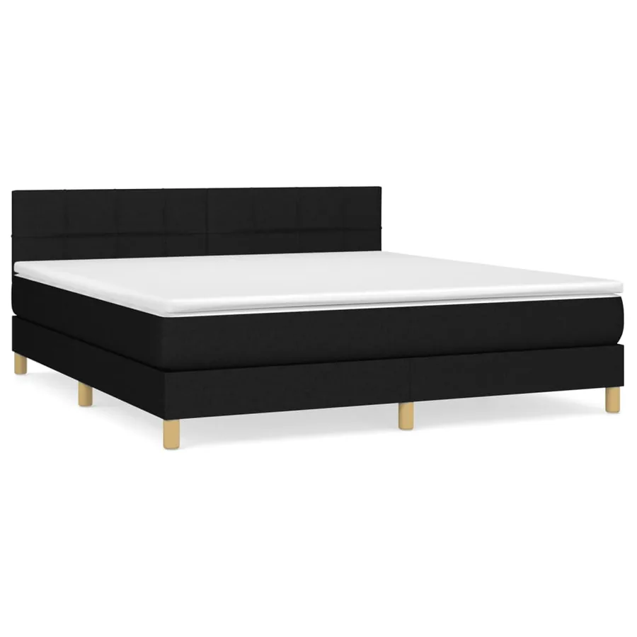Sommier à lattes de lit avec matelas Noir 160x200 cm Tissu - 2