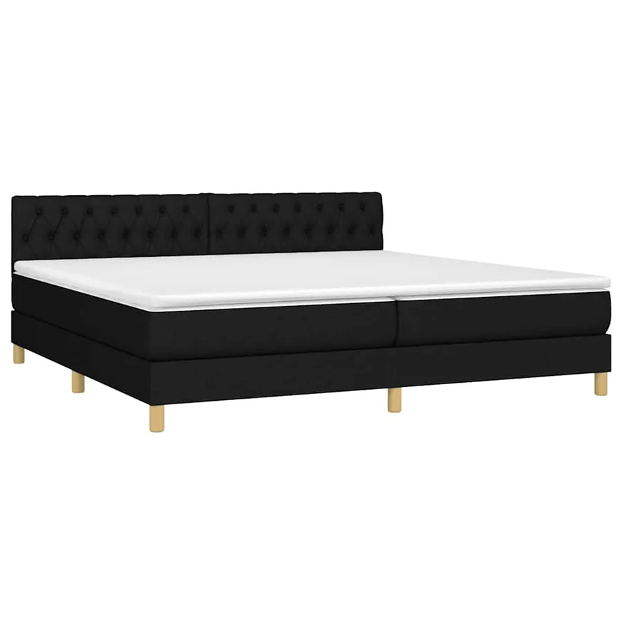 Sommier à lattes de lit et matelas et LED Noir 200x200 cm Tissu - 3