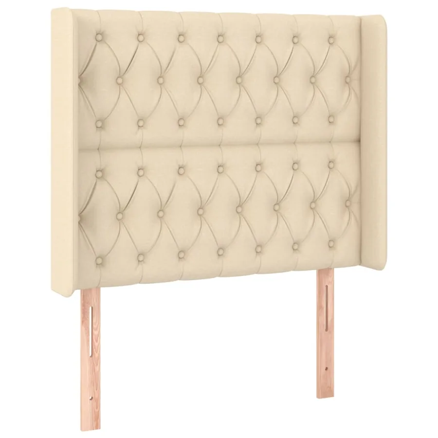 Sommier à lattes de lit matelas et LED Crème 90x200 cm Tissu - 7