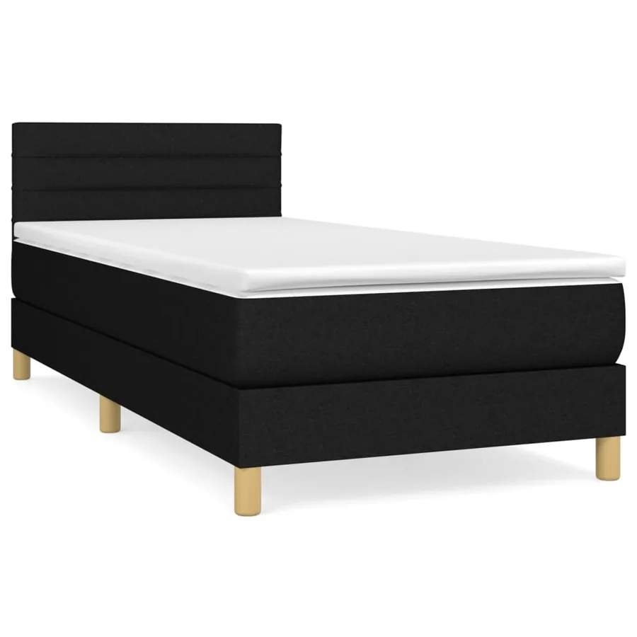 Sommier à lattes de lit avec matelas Noir 90x190 cm Tissu - 2