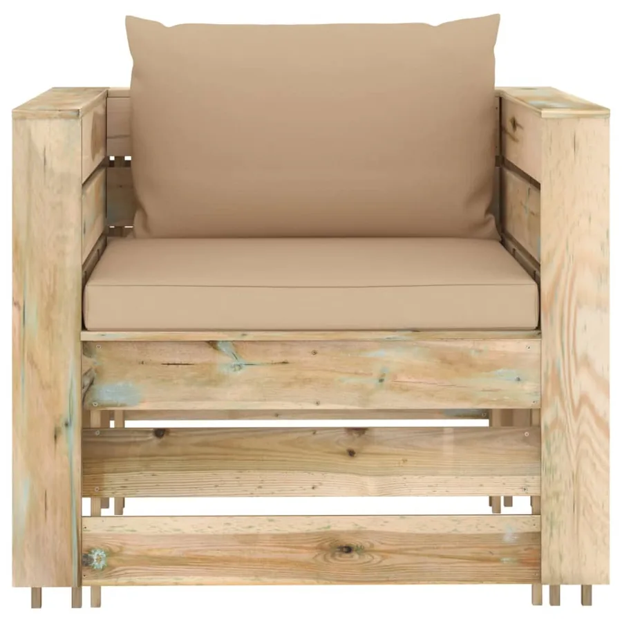 Salon de jardin 2 pcs avec coussins vert bois imprégné - 3