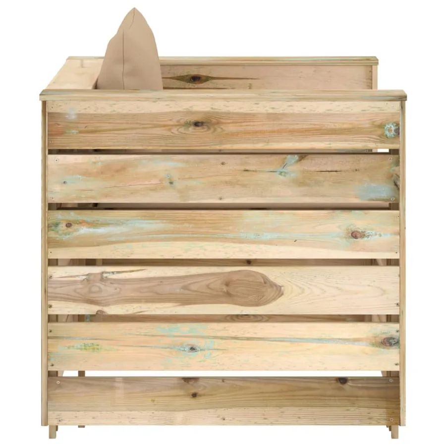 Salon de jardin 2 pcs avec coussins vert bois imprégné - 4