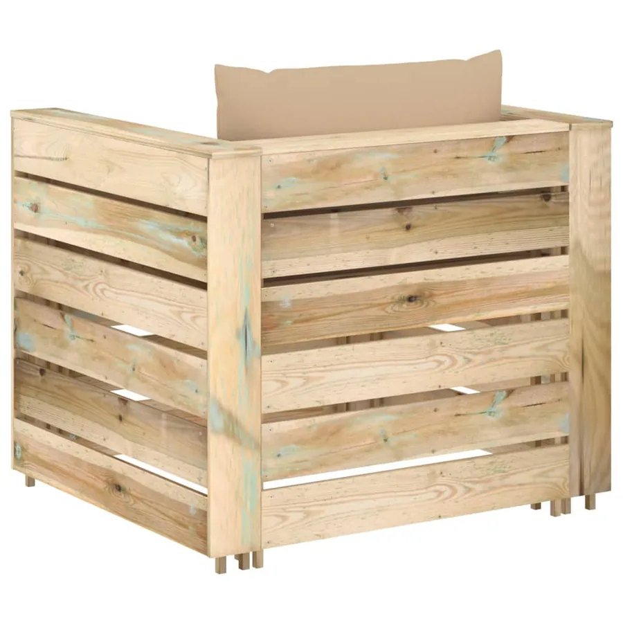 Salon de jardin 2 pcs avec coussins vert bois imprégné - 5