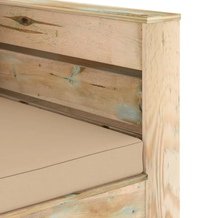 Salon de jardin 2 pcs avec coussins vert bois imprégné - 6