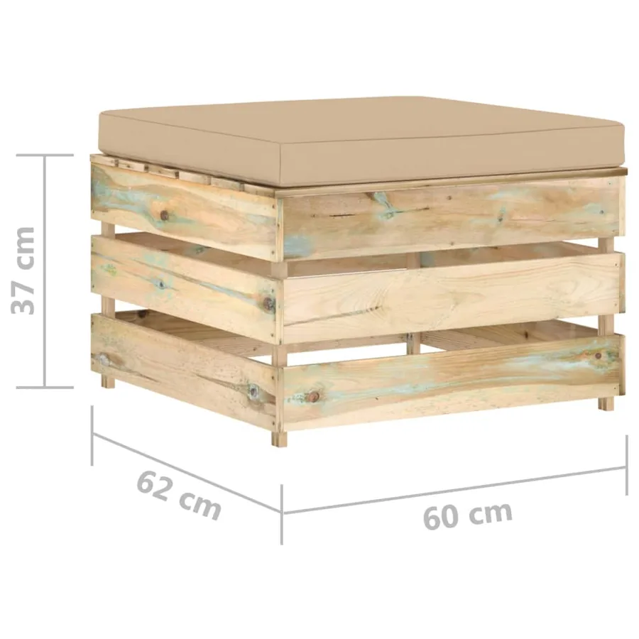 Salon de jardin 2 pcs avec coussins vert bois imprégné - 8