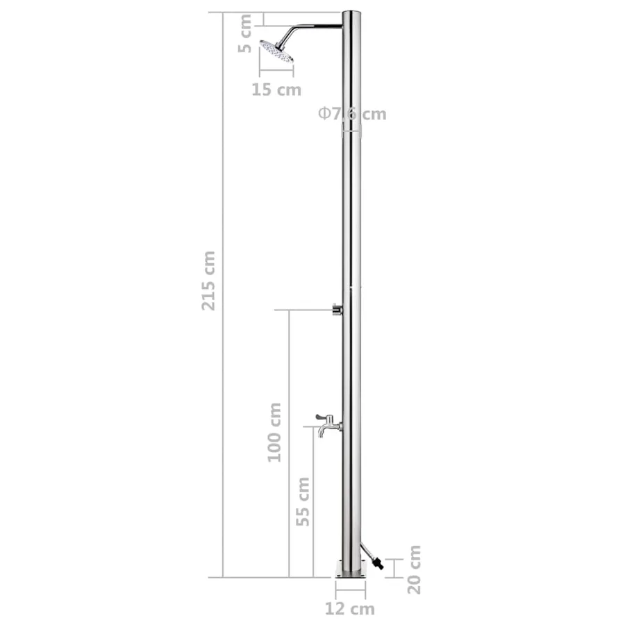 Douche de jardin 215 cm Acier inoxydable - 11