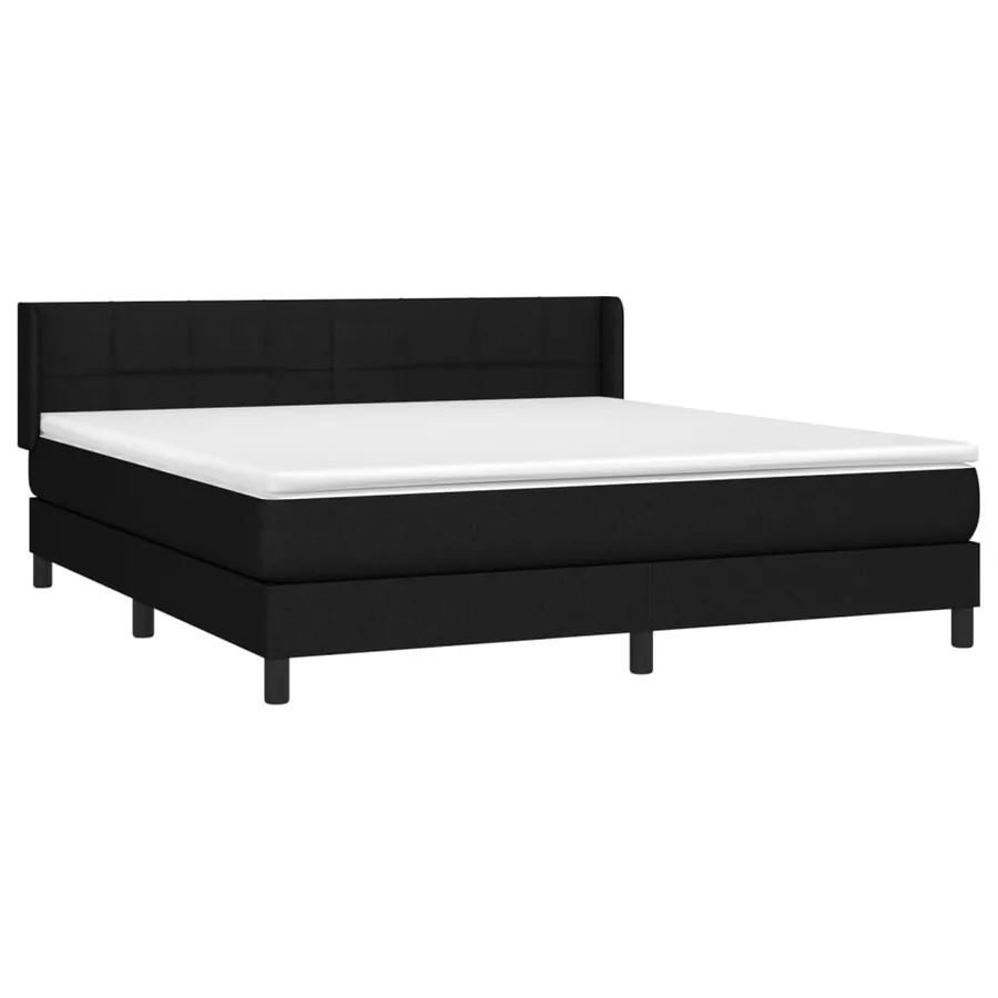 Sommier à lattes de lit avec matelas Noir 160x200 cm Tissu - 3