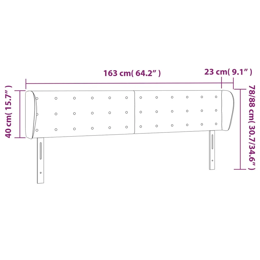 Tête de lit avec oreilles Crème 163x23x78/88 cm Similicuir - 9