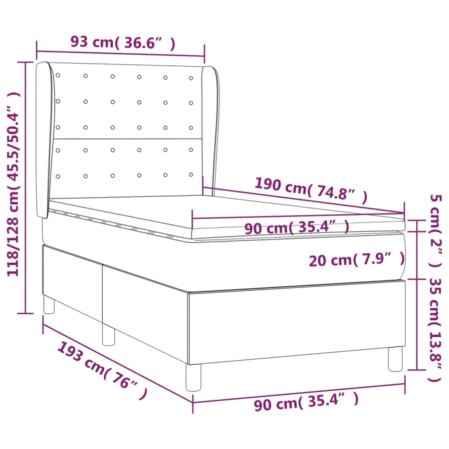 Sommier à lattes de lit avec matelas Blanc 90x190 cm Similicuir - 7