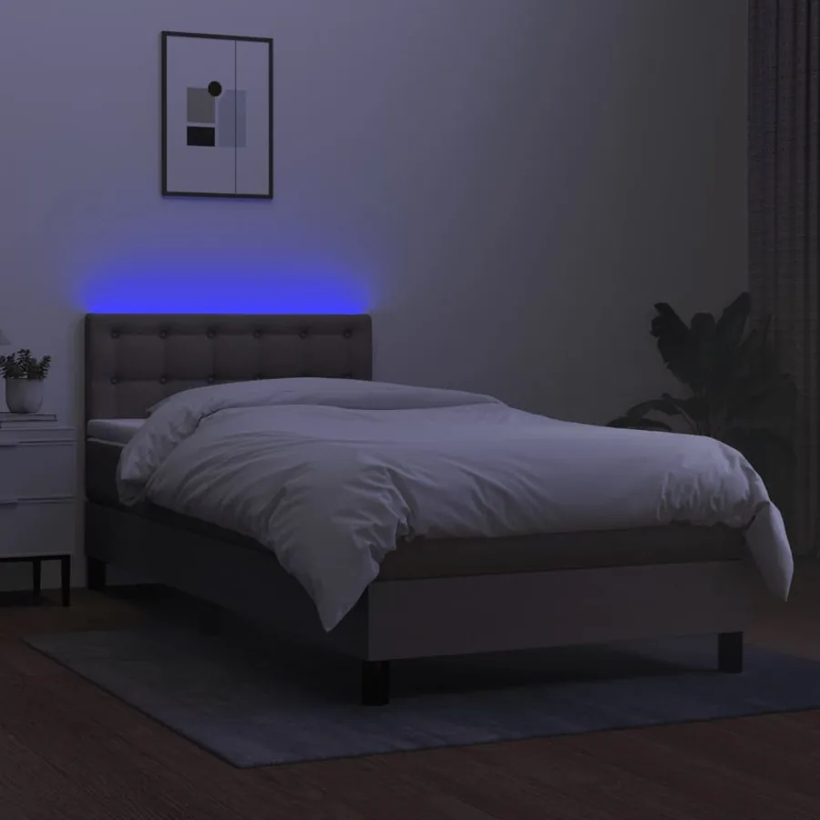 Sommier à lattes de lit avec matelas LED Taupe 80x200 cm Tissu - 4