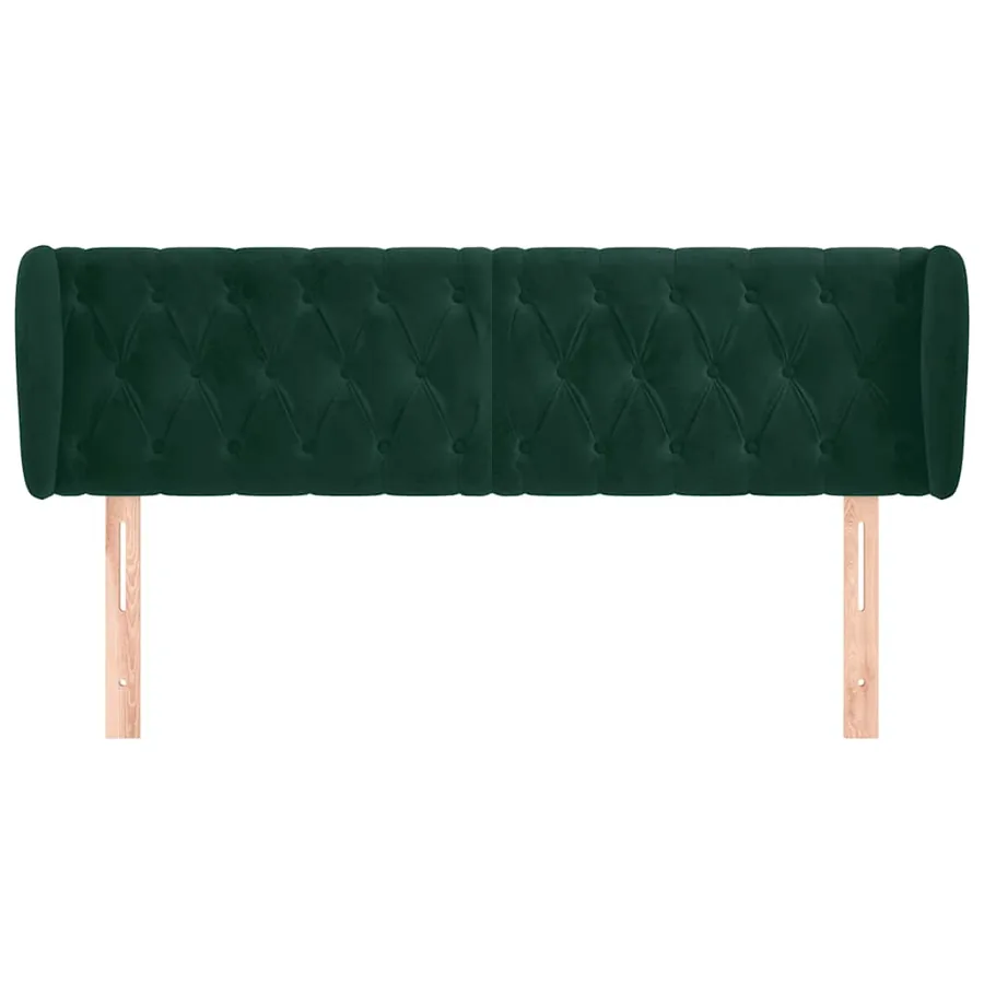Tête de lit avec oreilles Vert foncé 147x23x78/88 cm Velours - 3