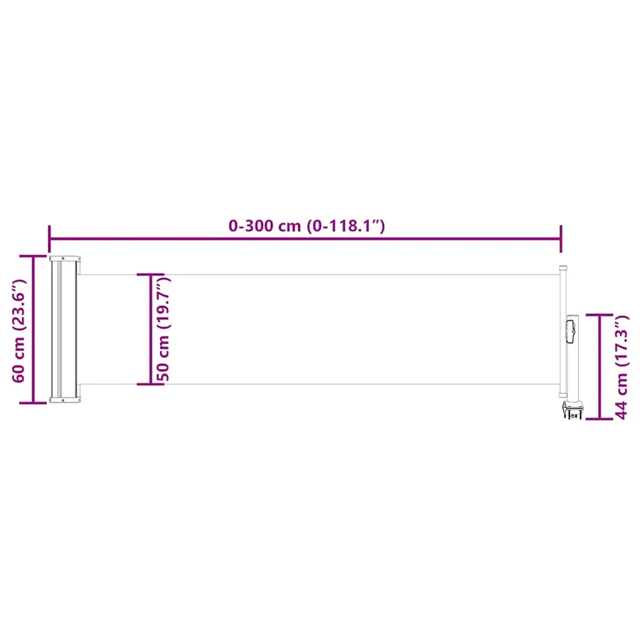Auvent latéral rétractable de patio 60x300 cm Marron - 12