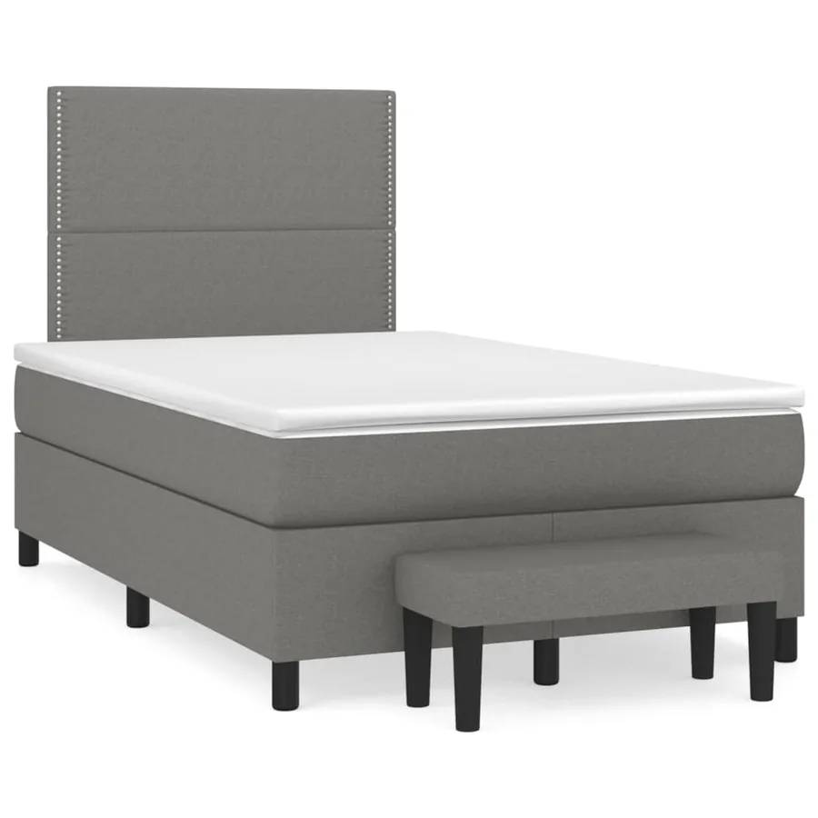 Sommier à lattes de lit avec matelas Gris foncé 120x200cm Tissu - 2