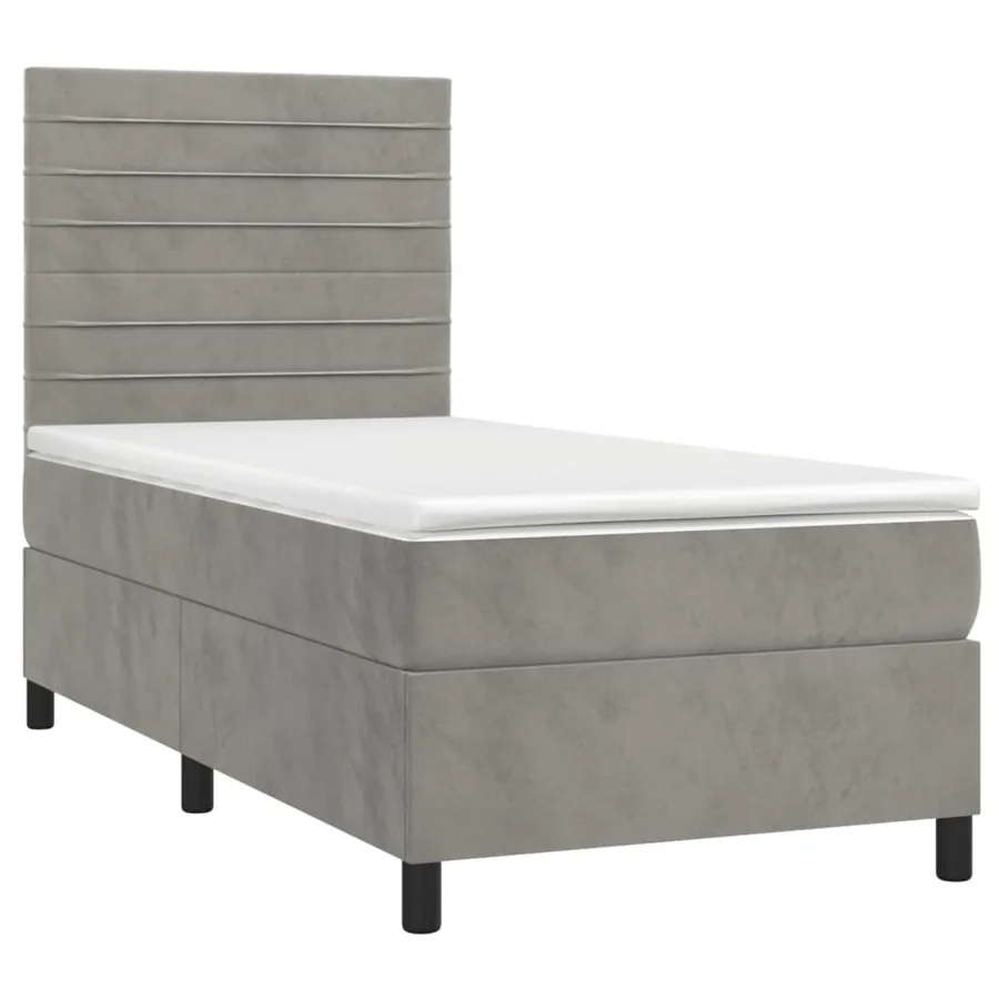 Sommier à lattes de lit matelas LED Gris clair 90x200cm Velours - 3