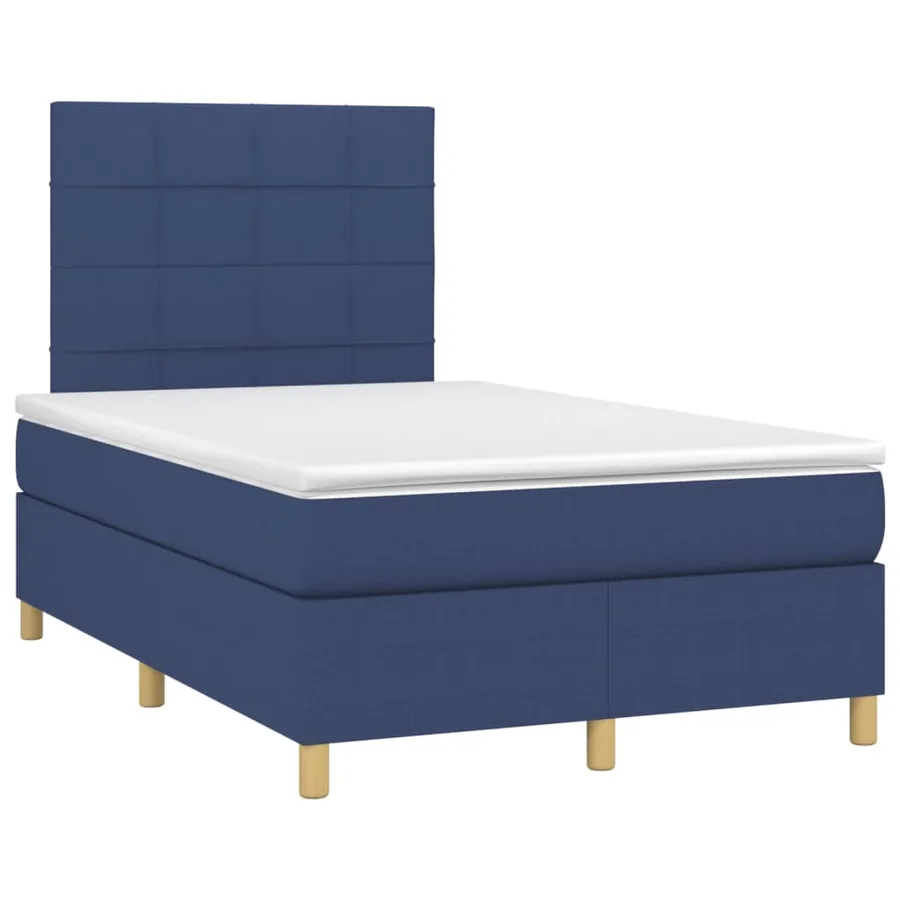 Sommier à lattes de lit avec matelas Bleu 120x200 cm Tissu - 3