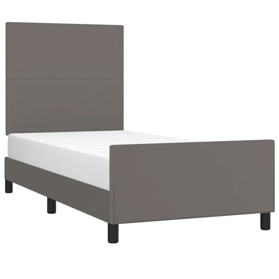 Cadre de lit sans matelas gris 90x200 cm similicuir - 3