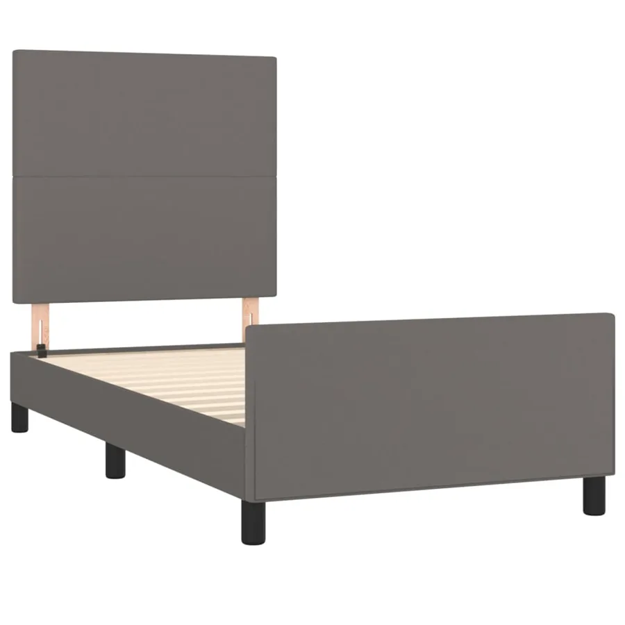 Cadre de lit sans matelas gris 90x200 cm similicuir - 4