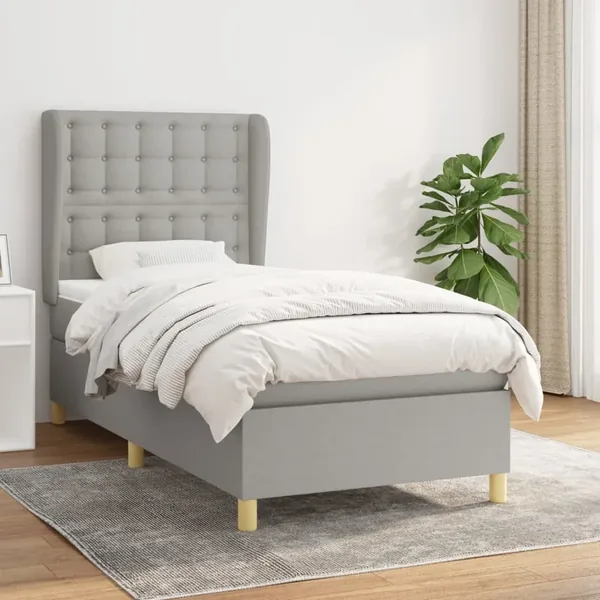 Sommier à lattes de lit avec matelas Gris clair 80x200 cm Tissu