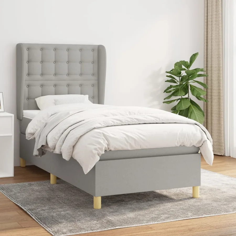 Sommier à lattes de lit avec matelas Gris clair 80x200 cm Tissu