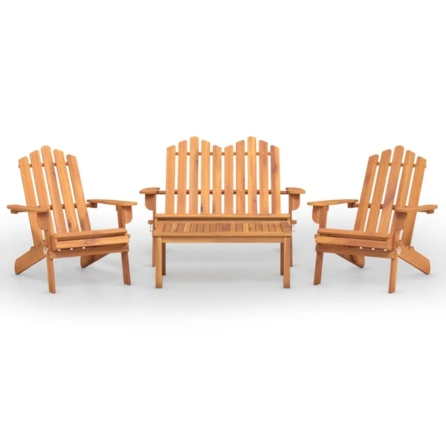 Ensemble de salon de jardin Adirondack 4 pcs bois acacia solide - 2