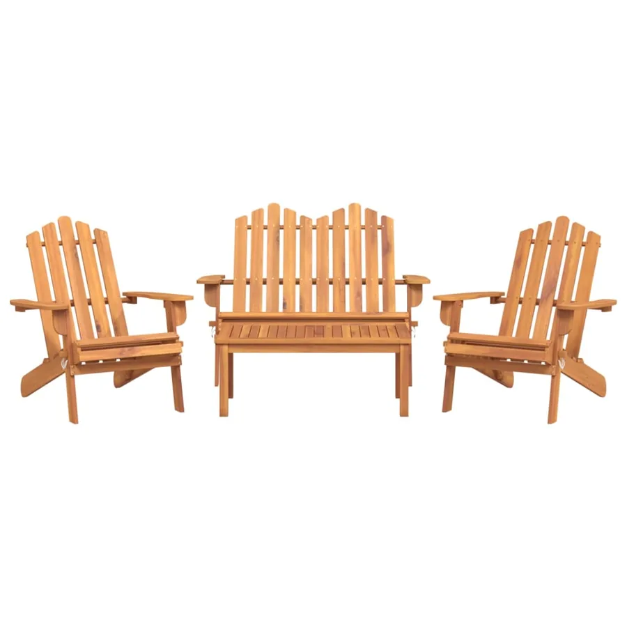 Ensemble de salon de jardin Adirondack 4 pcs bois acacia solide - 3