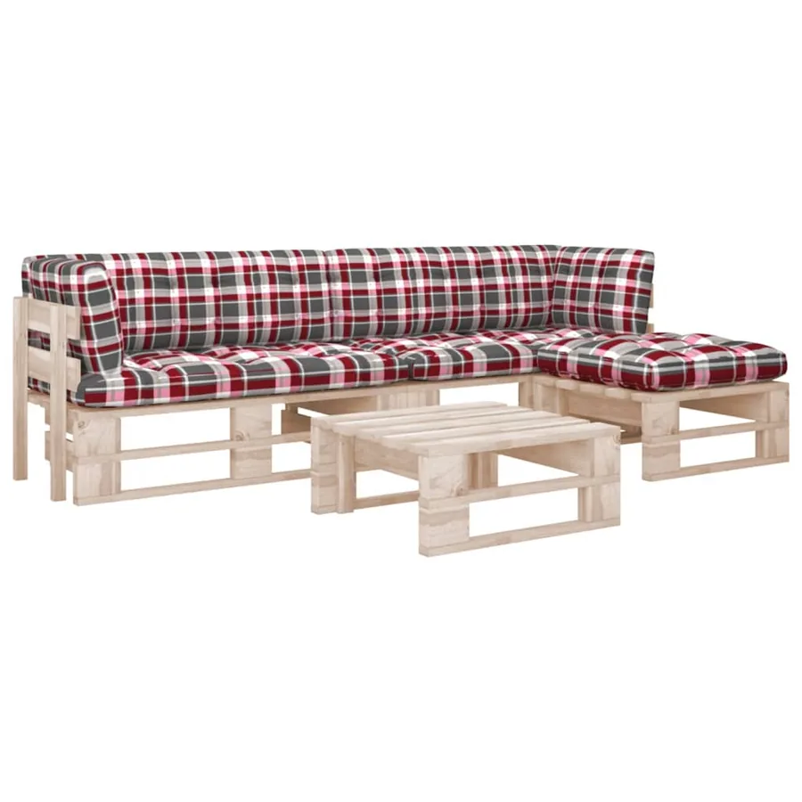Salon de jardin palette 4pcs avec coussins Bois de pin imprégné
