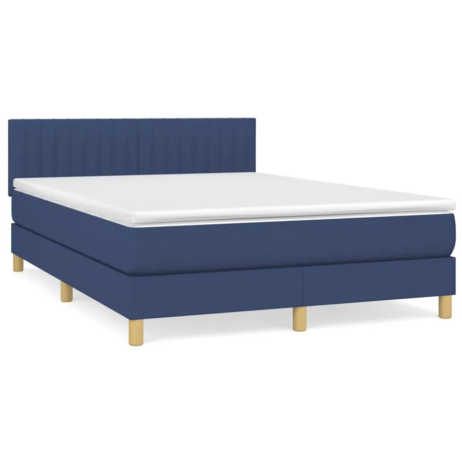 Sommier à lattes de lit avec matelas Bleu 140x200 cm Tissu - 2