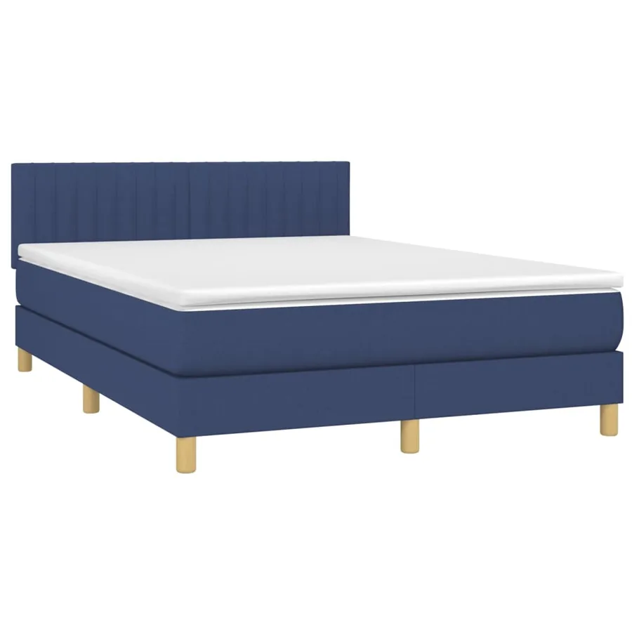 Sommier à lattes de lit avec matelas Bleu 140x200 cm Tissu - 3