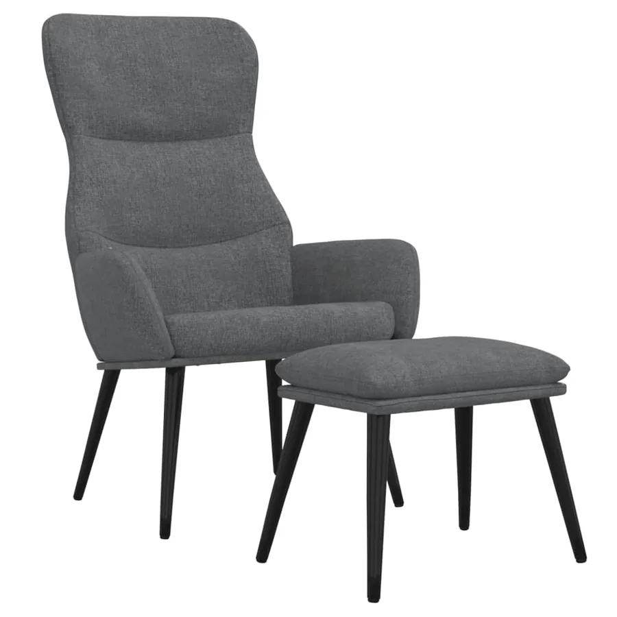 Chaise de relaxation avec tabouret Gris clair Tissu - 2
