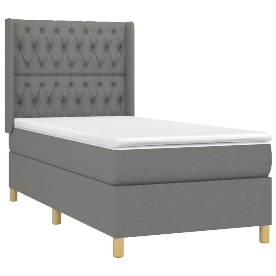 Sommier à lattes de lit matelas LED Gris foncé 90x190cm Tissu - 4