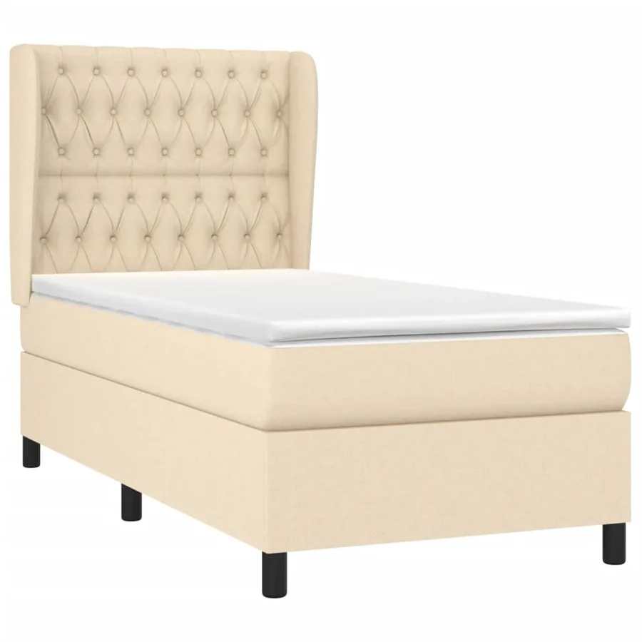 Sommier à lattes de lit et matelas Crème 90x190 cm Tissu - 3