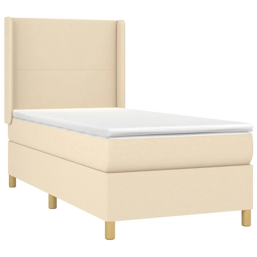 Sommier à lattes de lit et matelas Crème 90x190 cm Tissu - 3