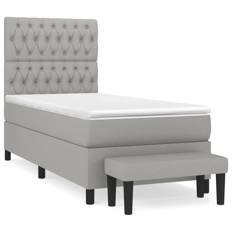 Sommier à lattes de lit et matelas Gris clair 90x190 cm Tissu - 2