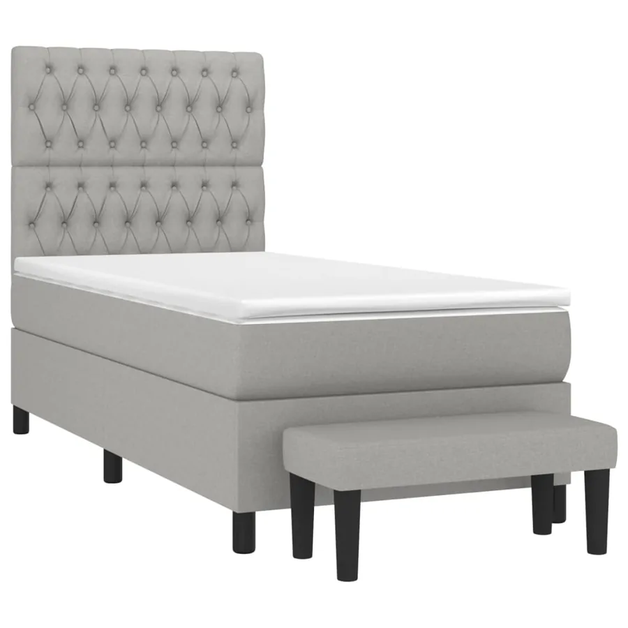 Sommier à lattes de lit et matelas Gris clair 90x190 cm Tissu - 3