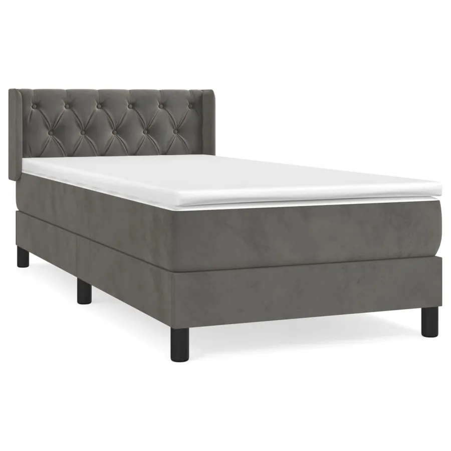 Sommier à lattes de lit et matelas Gris foncé 80x200 cm Velours - 2