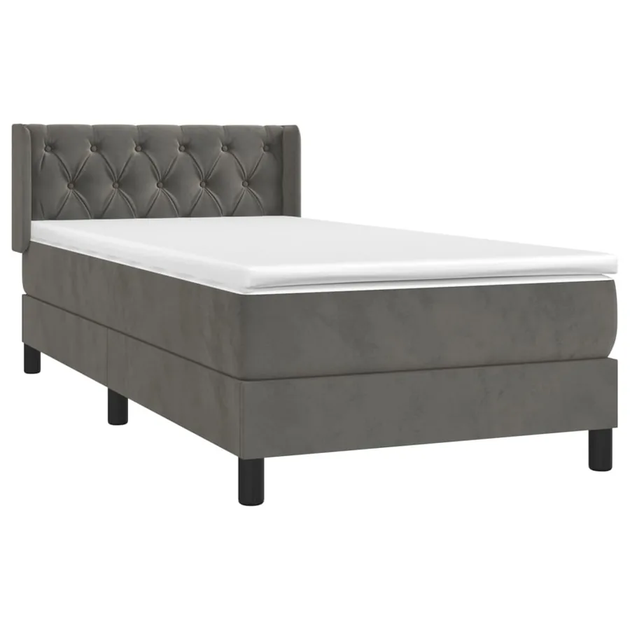Sommier à lattes de lit et matelas Gris foncé 80x200 cm Velours - 3