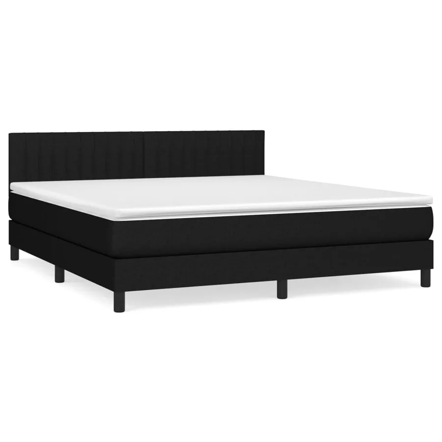 Sommier à lattes de lit avec matelas Noir 160x200 cm Tissu - 2
