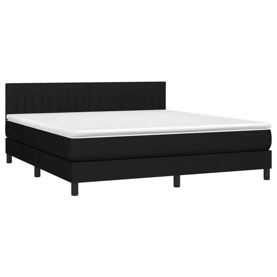 Sommier à lattes de lit avec matelas Noir 160x200 cm Tissu - 3