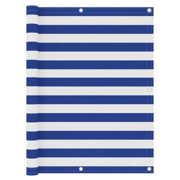 Écran de balcon Blanc et bleu 120x300 cm Tissu Oxford