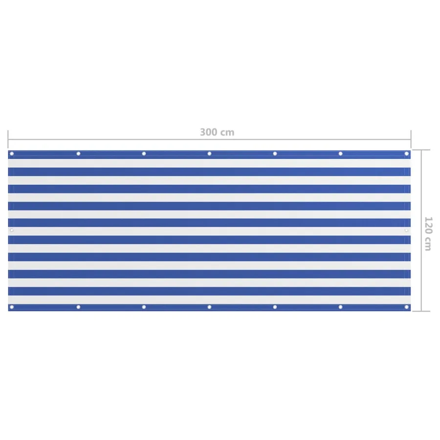 Écran de balcon Blanc et bleu 120x300 cm Tissu Oxford - 5