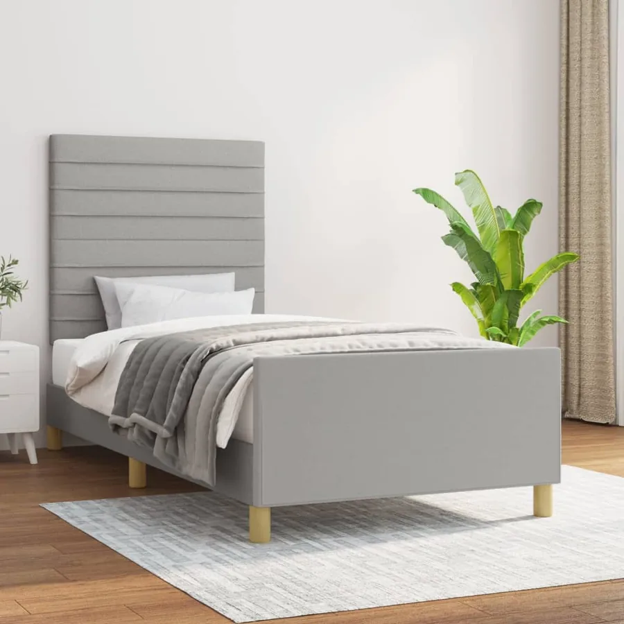 Cadre de lit sans matelas gris clair 80x200 cm tissu